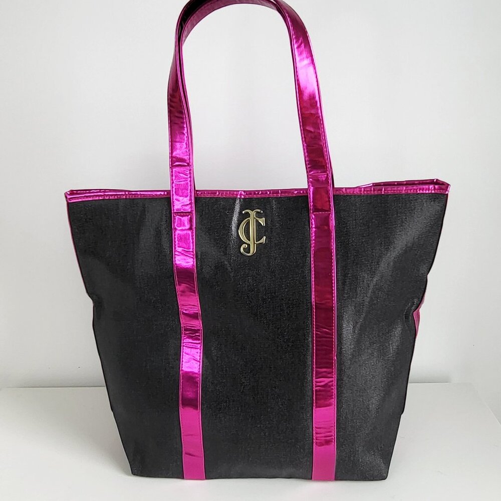 Juicy Couture Y2K Black Pink Metallic Canvas Tote